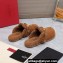 Valentino Shearling Roman Stud Sabots Slip On Mules Brown