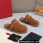 Valentino Shearling Roman Stud Sabots Slip On Mules Brown
