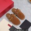 Valentino Shearling Roman Stud Sabots Slip On Mules Brown