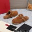 Valentino Shearling Roman Stud Sabots Slip On Mules Brown