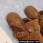 Valentino Shearling Roman Stud Sabots Slip On Mules Brown