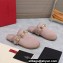 Valentino Shearling Roman Stud Sabots Slip On Mules Nude