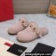 Valentino Shearling Roman Stud Sabots Slip On Mules Nude