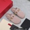 Valentino Shearling Roman Stud Sabots Slip On Mules Nude