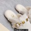Valentino Shearling Roman Stud Sabots Slip On Mules White