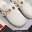 Valentino Shearling Roman Stud Sabots Slip On Mules White