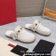 Valentino Shearling Roman Stud Sabots Slip On Mules White