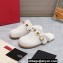 Valentino Shearling Roman Stud Sabots Slip On Mules White