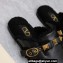 Valentino Shearling Roman Stud Sabots Slip On Mules Leather Black