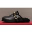 Valentino Shearling Roman Stud Sabots Slip On Mules Leather Black