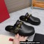 Valentino Shearling Roman Stud Sabots Slip On Mules Leather Black