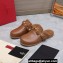 Valentino Shearling Roman Stud Sabots Slip On Mules Leather Brown