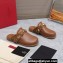 Valentino Shearling Roman Stud Sabots Slip On Mules Leather Brown