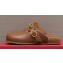 Valentino Shearling Roman Stud Sabots Slip On Mules Leather Brown
