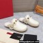 Valentino Shearling Roman Stud Sabots Slip On Mules Leather White