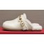 Valentino Shearling Roman Stud Sabots Slip On Mules Leather White