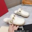 Valentino Shearling Roman Stud Sabots Slip On Mules Leather White