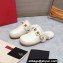 Valentino Shearling Roman Stud Sabots Slip On Mules Leather White