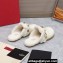 Valentino Shearling Roman Stud Sabots Slip On Mules Leather White