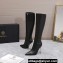 Versace Heel 10cm Calfskin Pin-Point Knee-High Boots Black 2023