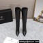 Versace Heel 10cm Calfskin Pin-Point Knee-High Boots Black 2023