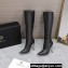 Versace Heel 10cm Calfskin Pin-Point Knee-High Boots Black 2023