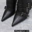 Versace Heel 10cm Pin-Point buckled leather Ankle Boots Black 2023