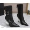 Versace Heel 10cm Pin-Point buckled leather Ankle Boots Black 2023