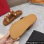 Valentino Shearling Roman Stud Slides Sandals Brown