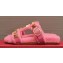 Valentino Shearling Roman Stud Slides Sandals Pink