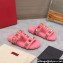 Valentino Shearling Roman Stud Slides Sandals Pink