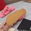 Valentino Shearling Roman Stud Slides Sandals Pink