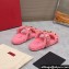Valentino Shearling Roman Stud Slides Sandals Pink