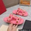 Valentino Shearling Roman Stud Slides Sandals Pink