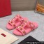 Valentino Shearling Roman Stud Slides Sandals Pink