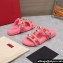 Valentino Shearling Roman Stud Slides Sandals Pink