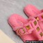 Valentino Shearling Roman Stud Slides Sandals Pink
