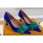Louis Vuitton Heel 6cm Blossom Pumps Suede Blue/Green with Bow 2023