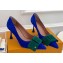 Louis Vuitton Heel 8cm Blossom Pumps Suede Blue/Green with Bow 2023