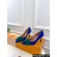 Louis Vuitton Heel 8cm Blossom Pumps Suede Blue/Green with Bow 2023