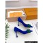 Louis Vuitton Heel 8cm Blossom Pumps Suede Blue/Green with Bow 2023