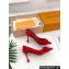 Louis Vuitton Heel 8cm Blossom Pumps Suede Red with Bow 2023
