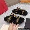Valentino Shearling Roman Stud Slides Sandals Black