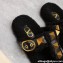 Valentino Shearling Roman Stud Slides Sandals Black