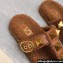 Valentino Shearling Roman Stud Slides Sandals Brown