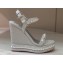 Christian Louboutin Heel 12cm Pyraclou Studded leather wedge Sandals glittered Silver