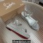 Christian Louboutin Heel 6cm Pyraclou Studded leather Spike wedge Sandals Silver
