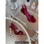 Christian Louboutin Heel 10cm Lipqueen Sandals Velvet Burgundy