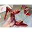 Christian Louboutin Heel 10cm Just Chain Leather Slide Sandals Red