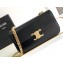 Celine CHAIN SHOULDER BAG triomphe with strass closure in shiny calfskin 197993 Black